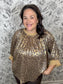 gold sparkly leopard blouse VOY