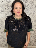 blk and gold lame top VOY