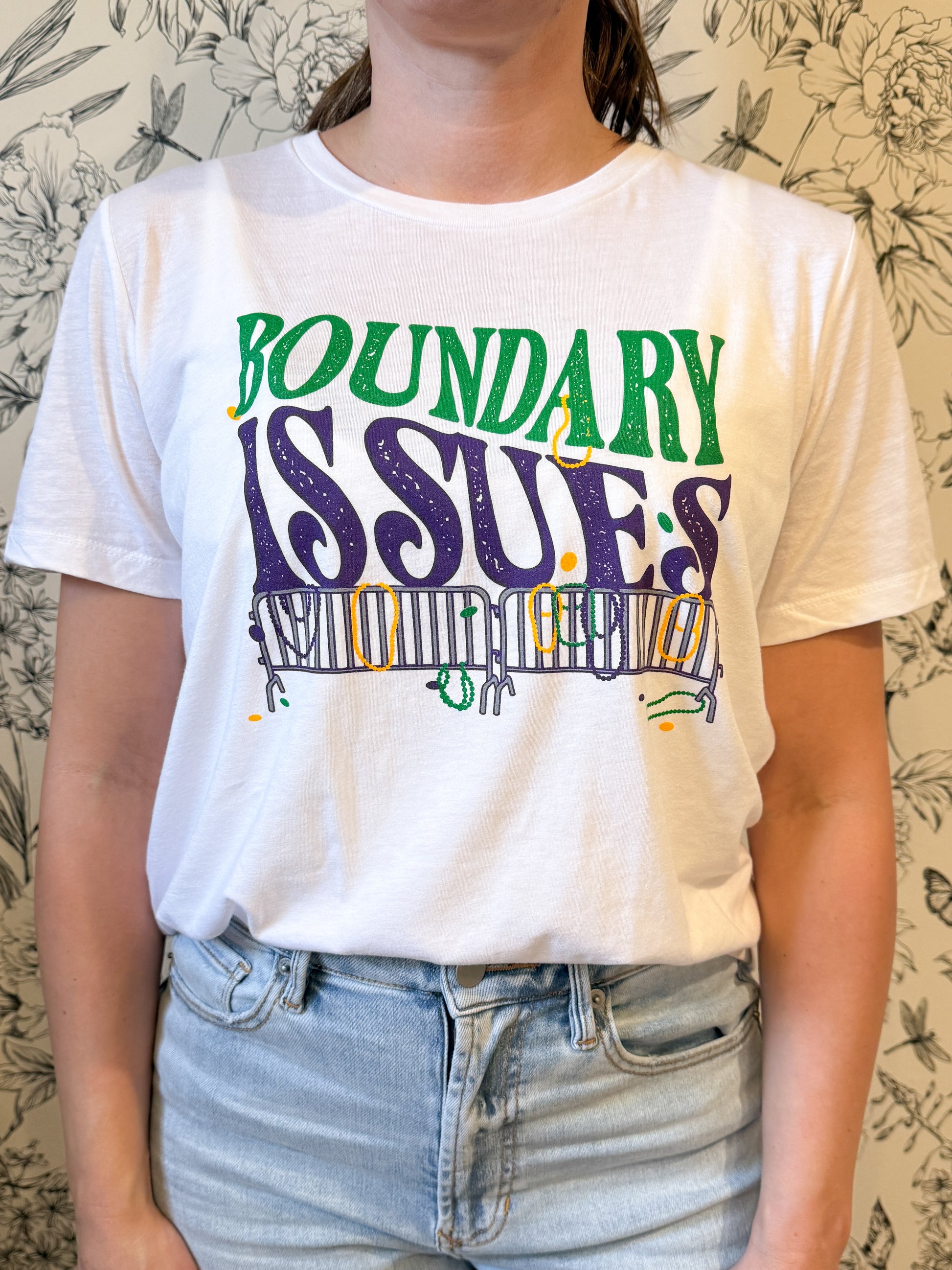 Boundary Issues Mardi Gras Tee - Best & Co. Boutique