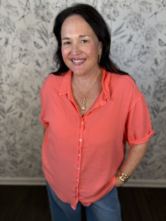 Benning Red Washed Denim Top - Best & Co. Boutique