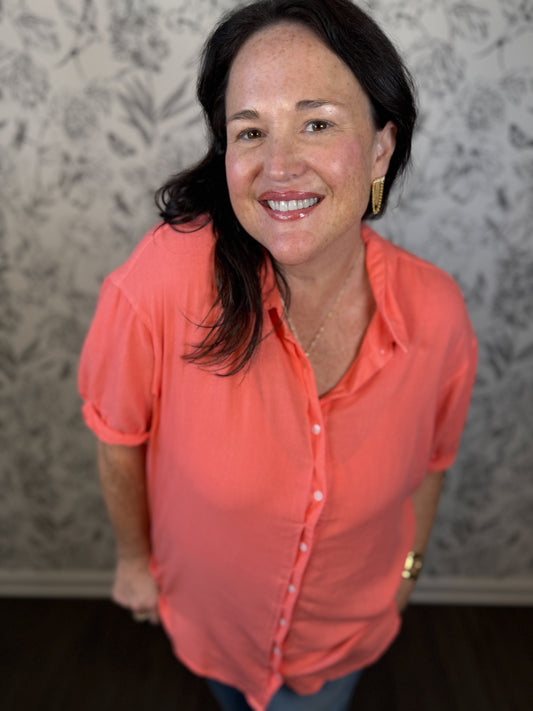 Benning Red Washed Denim Top - Best & Co. Boutique