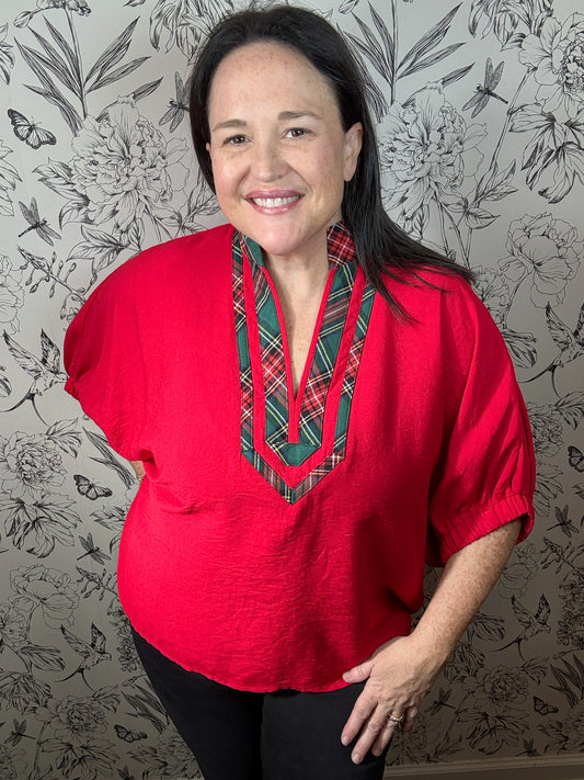Tartan Tidings Top - Best & Co. Boutique