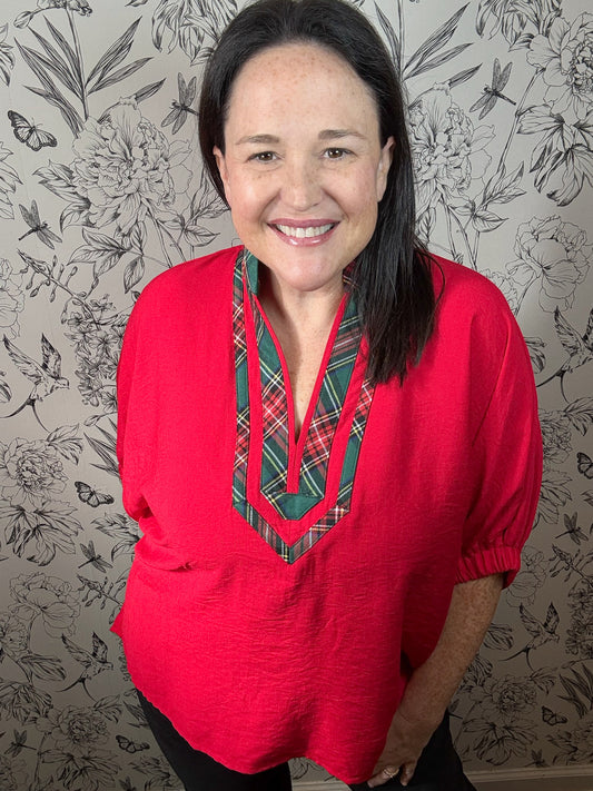 plaid tartan dolman top ENTRO