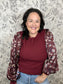 burgundy floral mixed media sweater SKIES ARE BLUE
