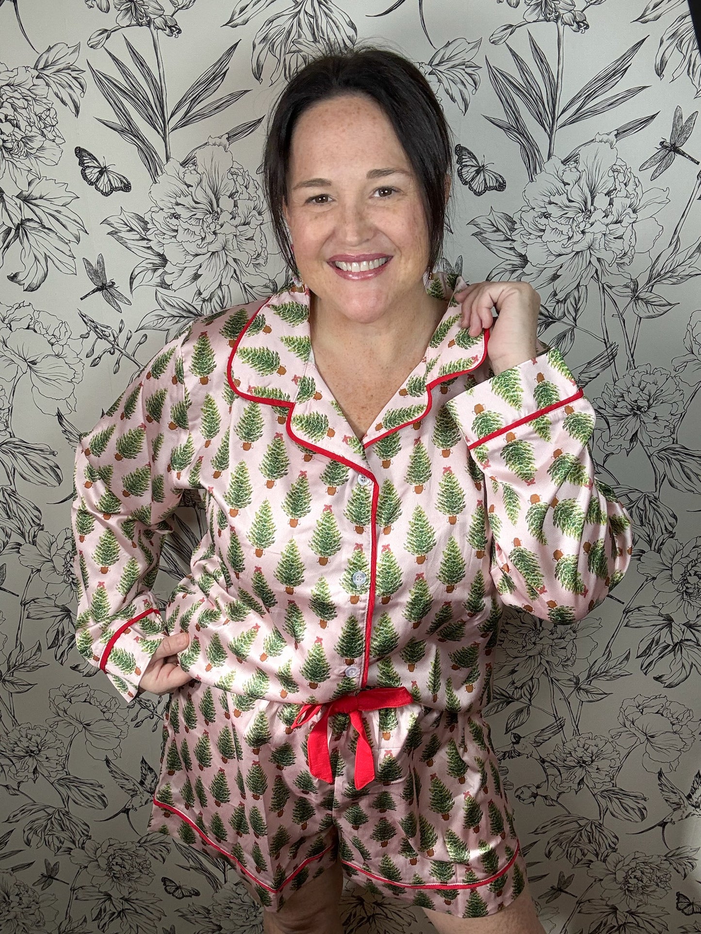 pink christmas tree pajamas