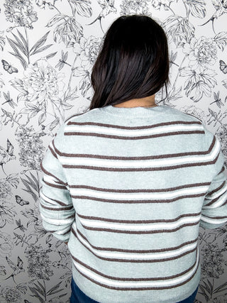 Medina Stripe Cardigan | Aqua Cloud