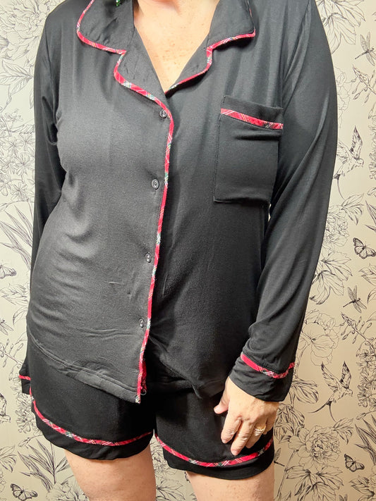 black tartan christmas jammies CURVY
