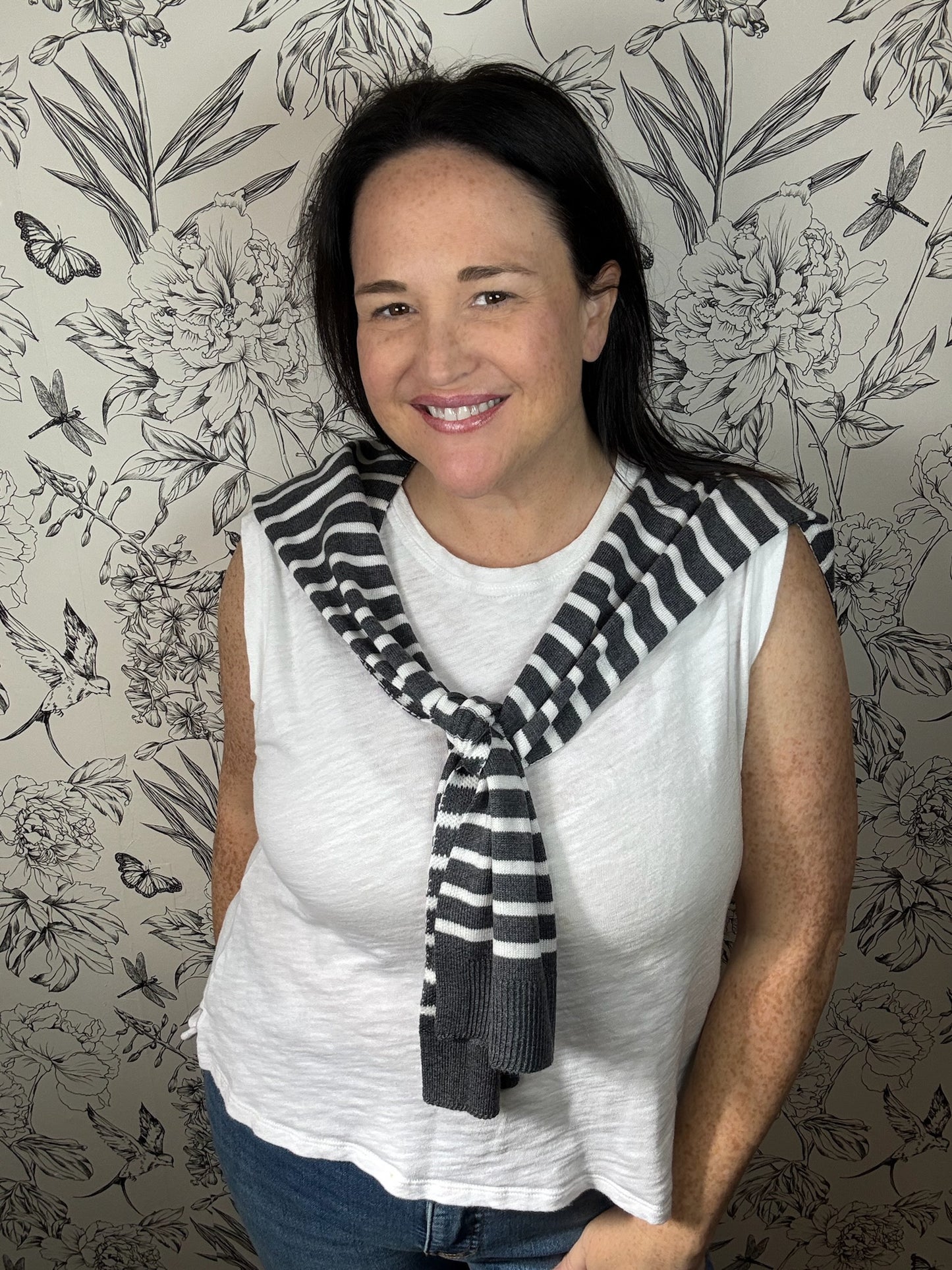 Charcoal Striped Shawl