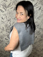 Grey Knit Knotted Shawl