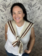 Ivory and Brown Double Stripe Shawl