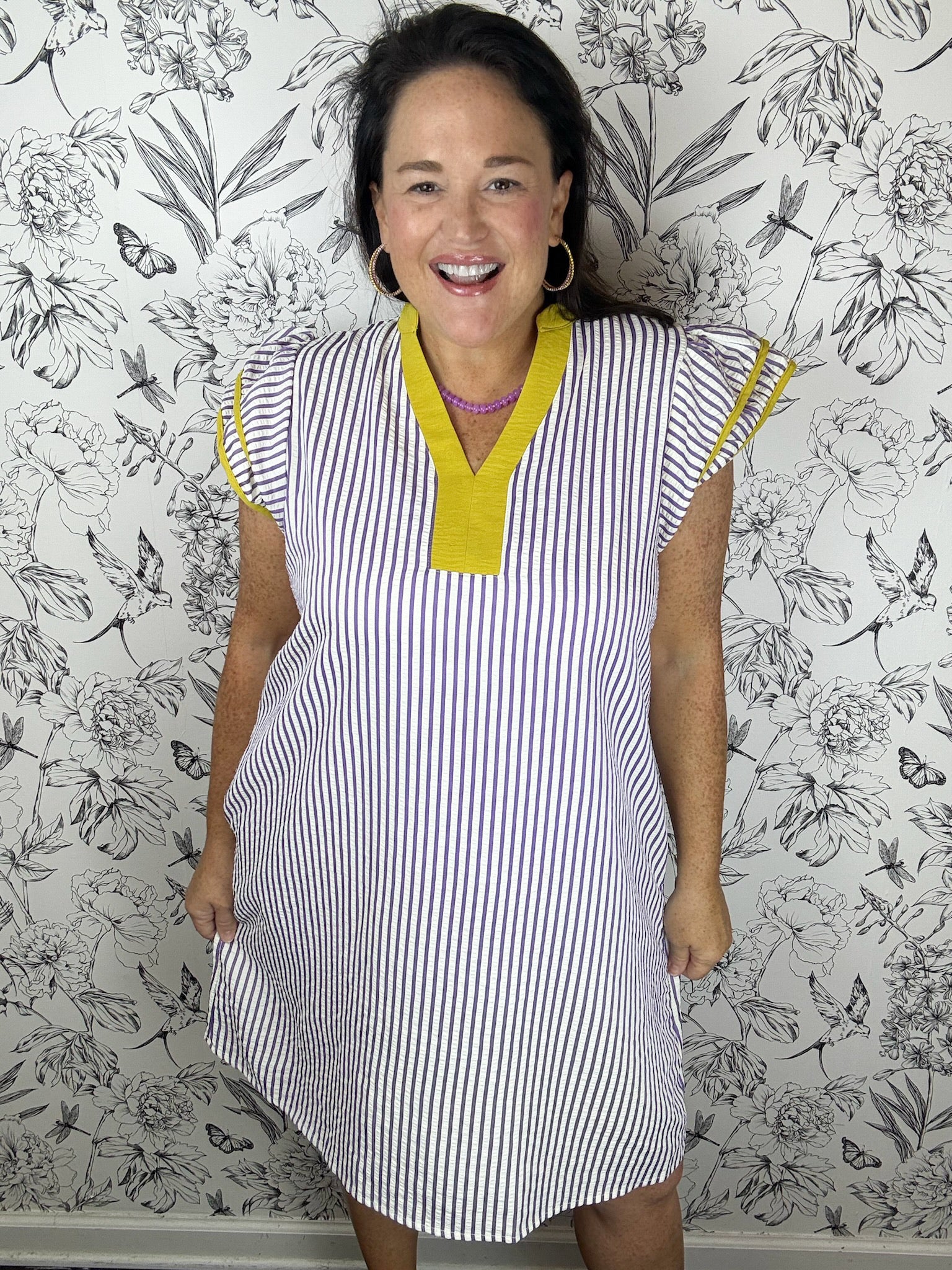 purple and white stripe yellow contast GAME DAY