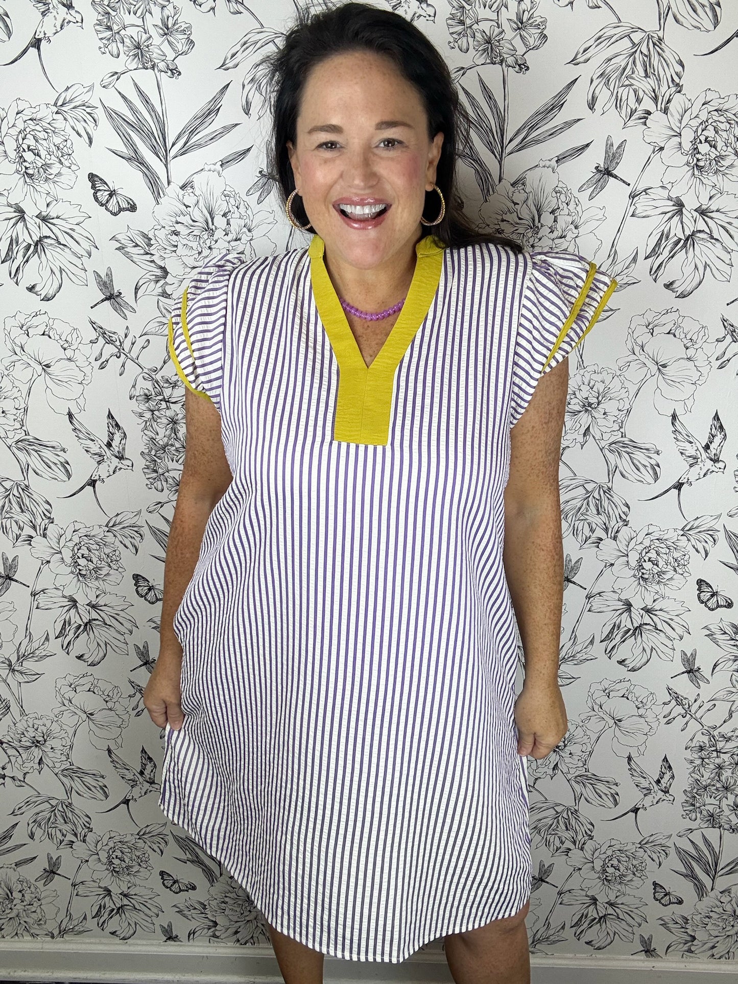 purple and white stripe yellow contast GAME DAY