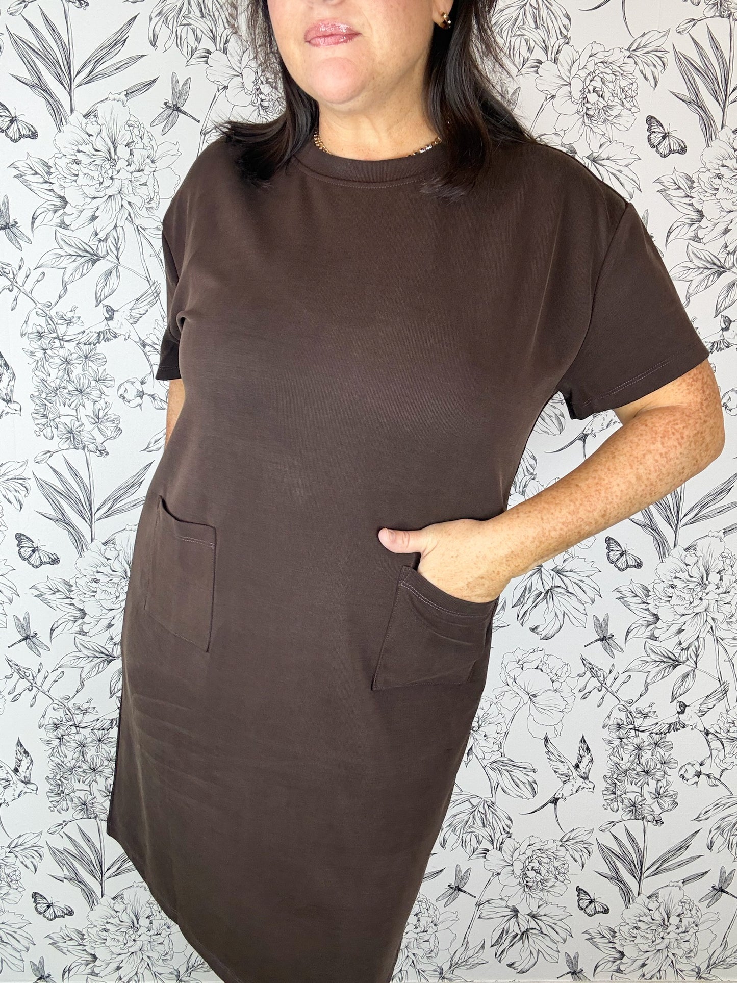 Espresso Ease Pocket Mini Dress
