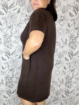Espresso Ease Pocket Mini Dress