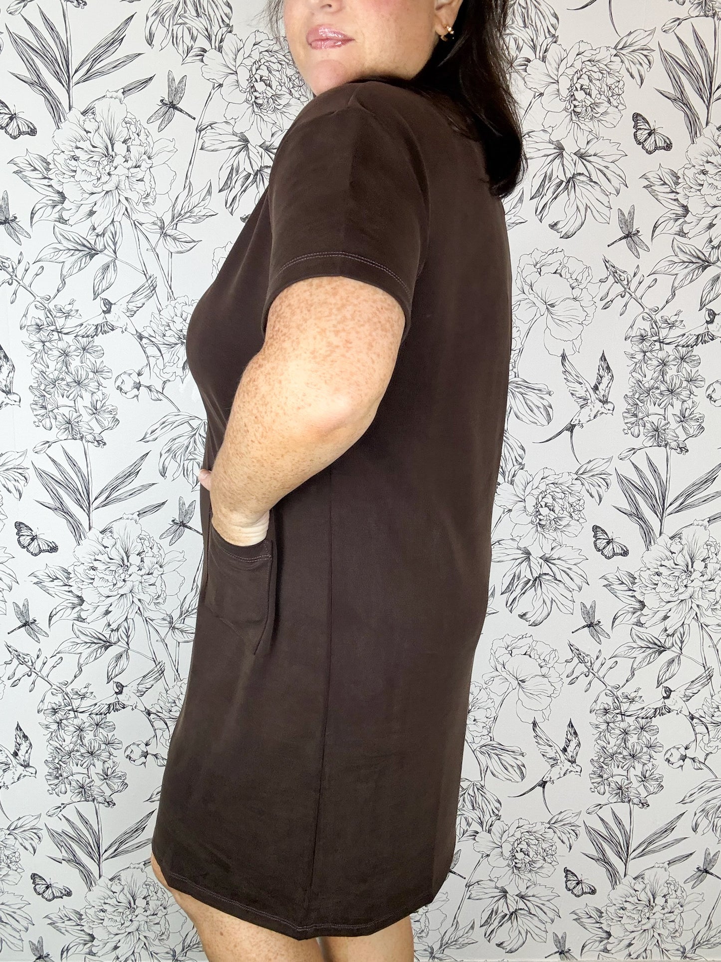 Espresso Ease Pocket Mini Dress