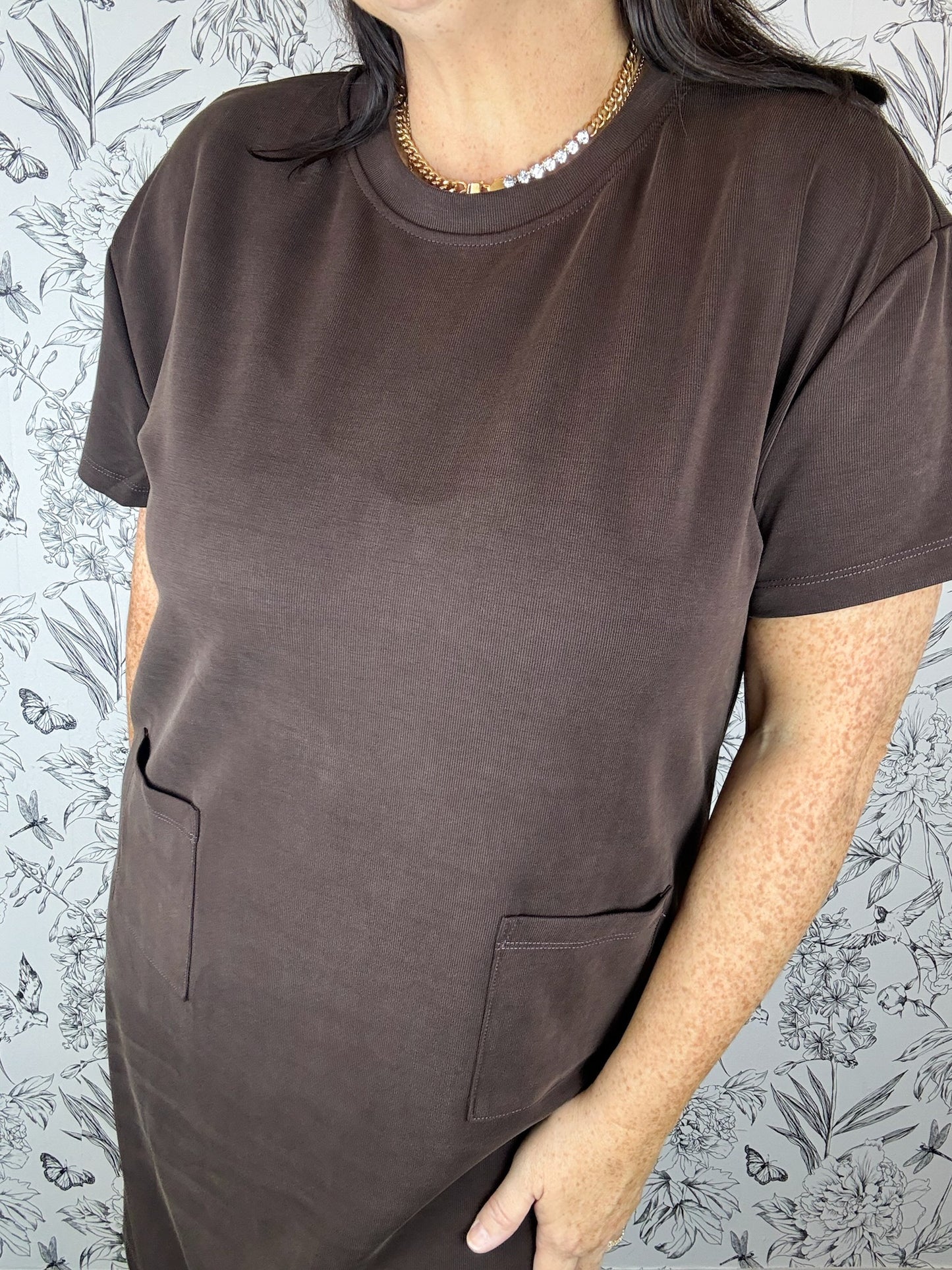 Espresso Ease Pocket Mini Dress