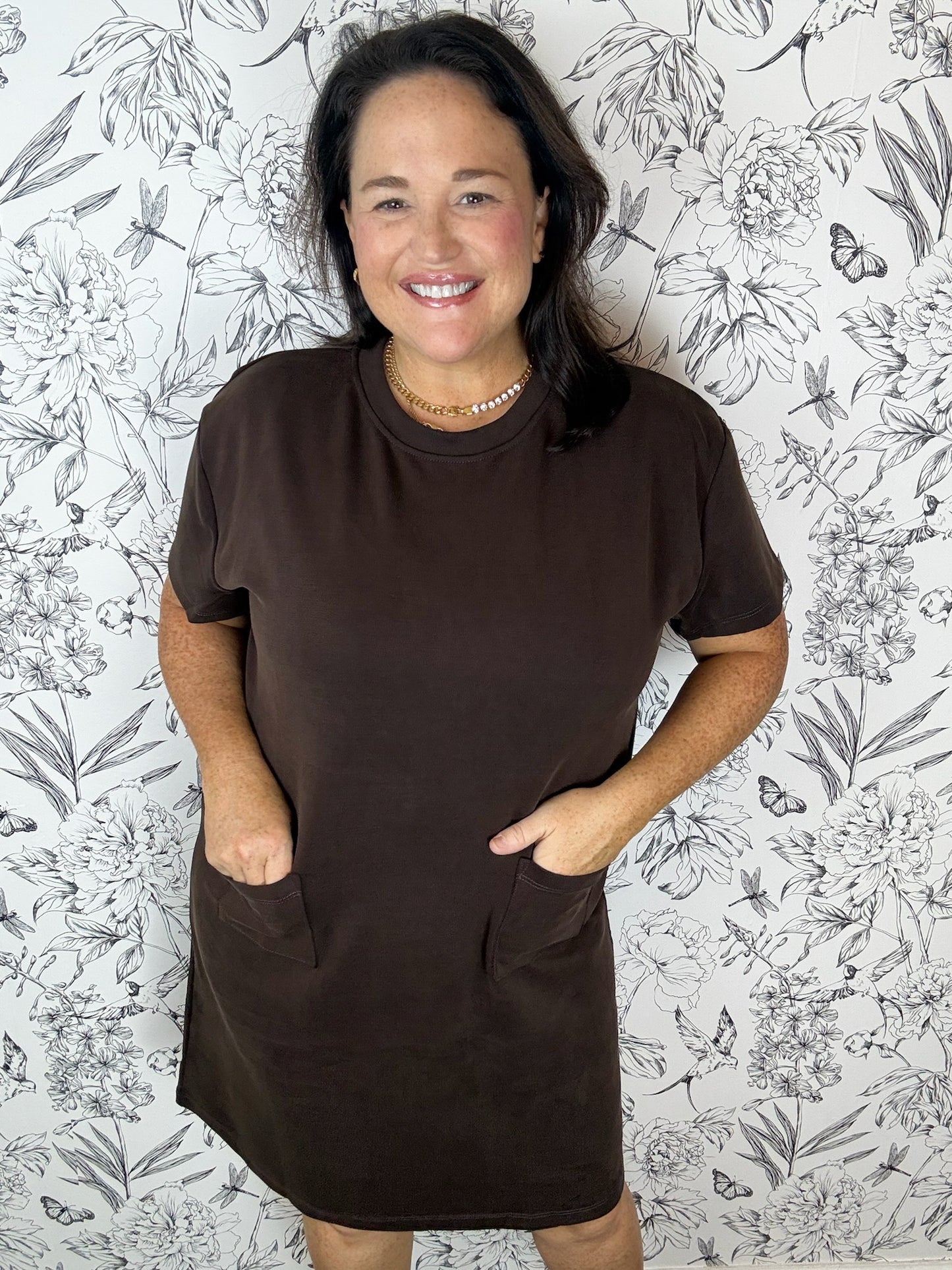 Espresso Ease Pocket Mini Dress