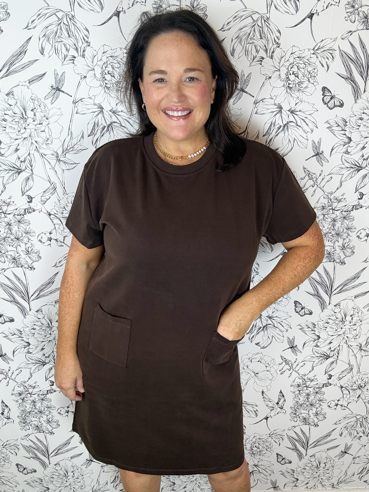 Espresso Ease Pocket Mini Dress