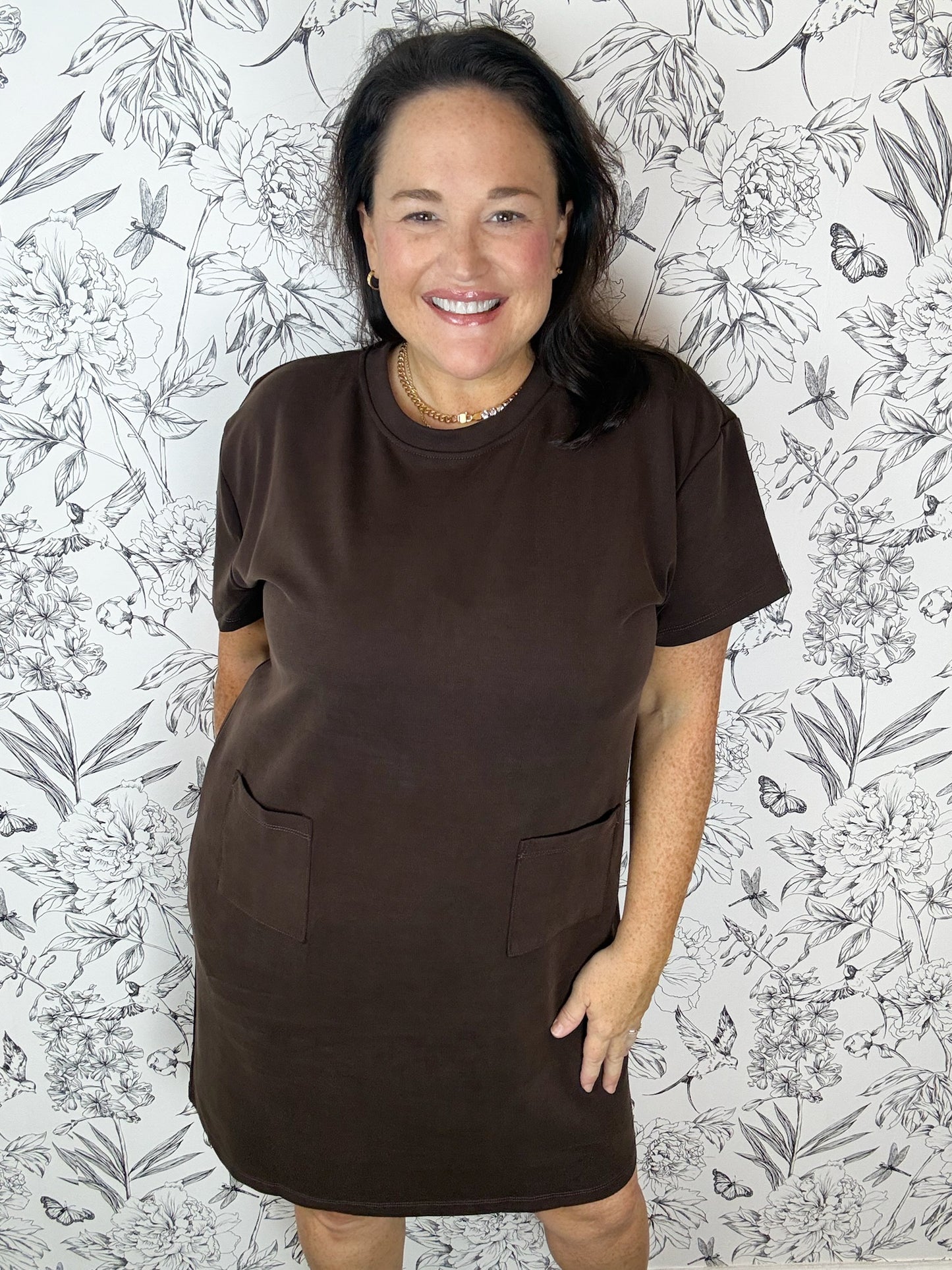 Espresso Ease Pocket Mini Dress