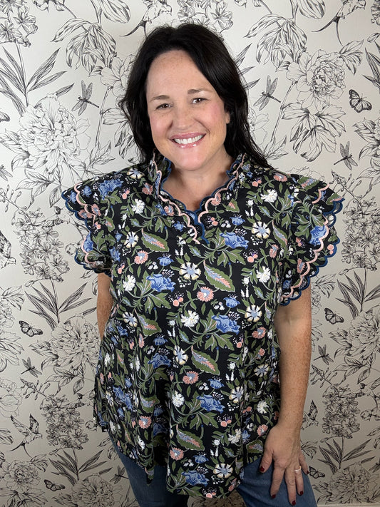 floral print short sleeve CURVY UMGEE