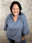 Slate Blue Textured CURVY Top UMGEE