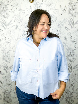 Boxy Oxford Poplin | Blue