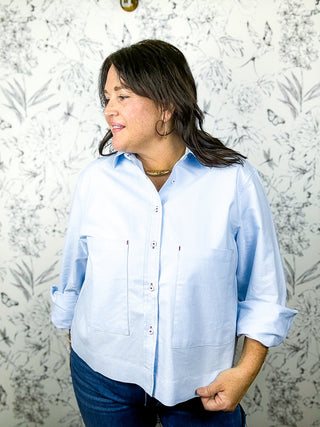 Boxy Oxford Poplin | Blue