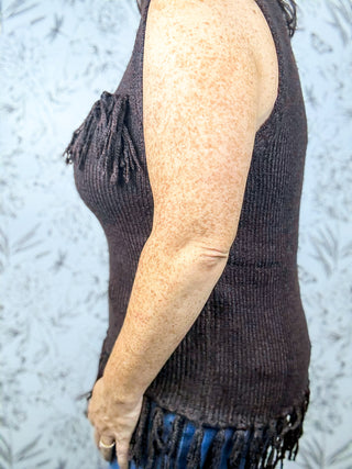 Wayfarer Fringe Sweater Vest | Brown