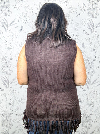 Wayfarer Fringe Sweater Vest | Brown