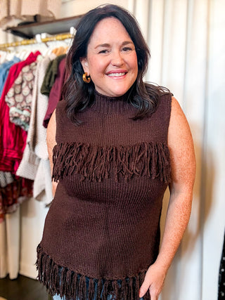 Wayfarer Fringe Sweater Vest | Brown