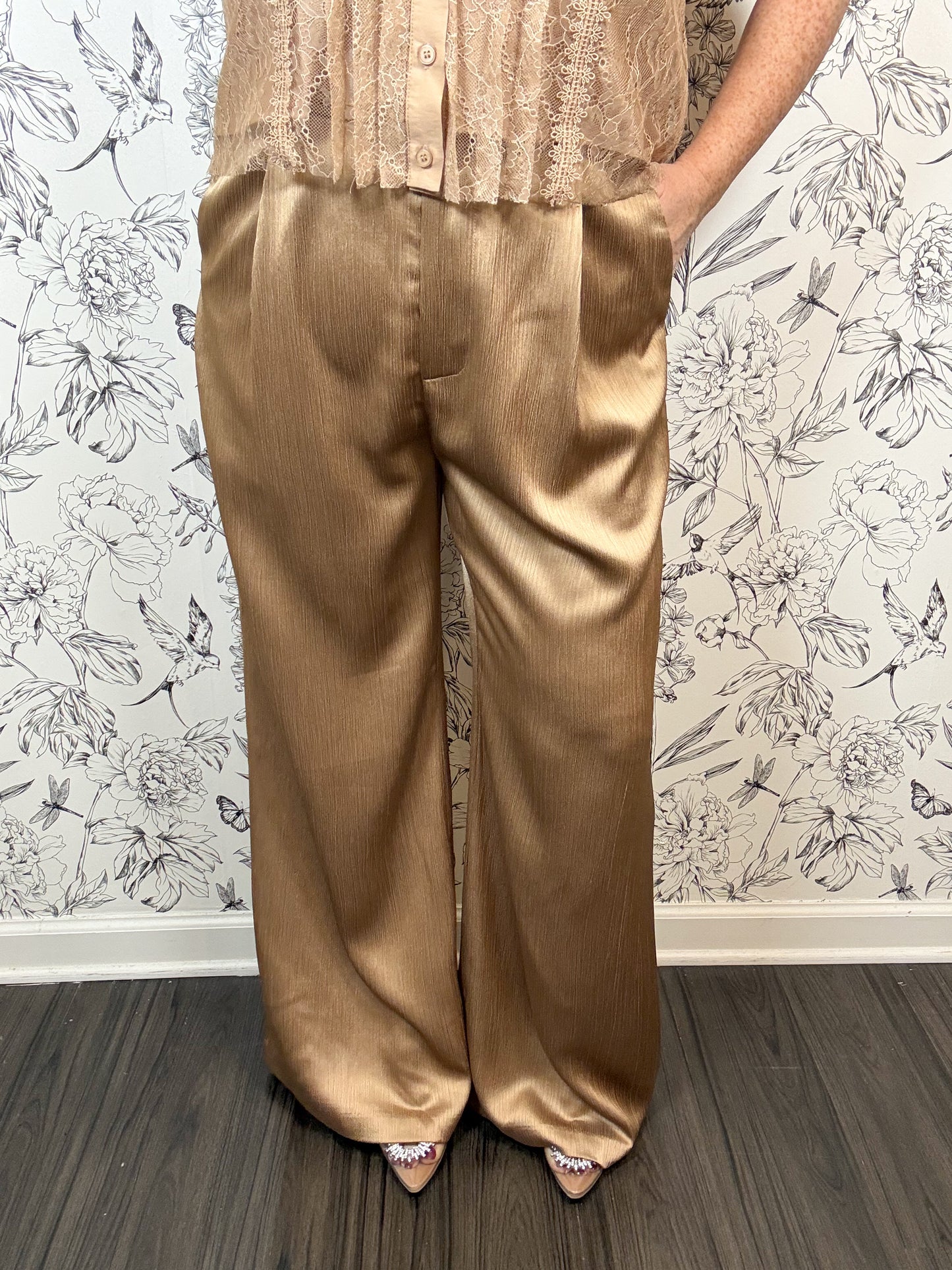 Champagne pleated trouser LUCY PARIS