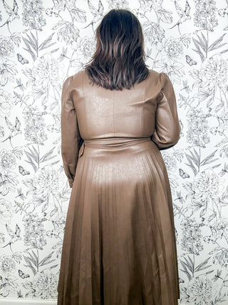 Maxine Chocolate Vegan Leather Dress