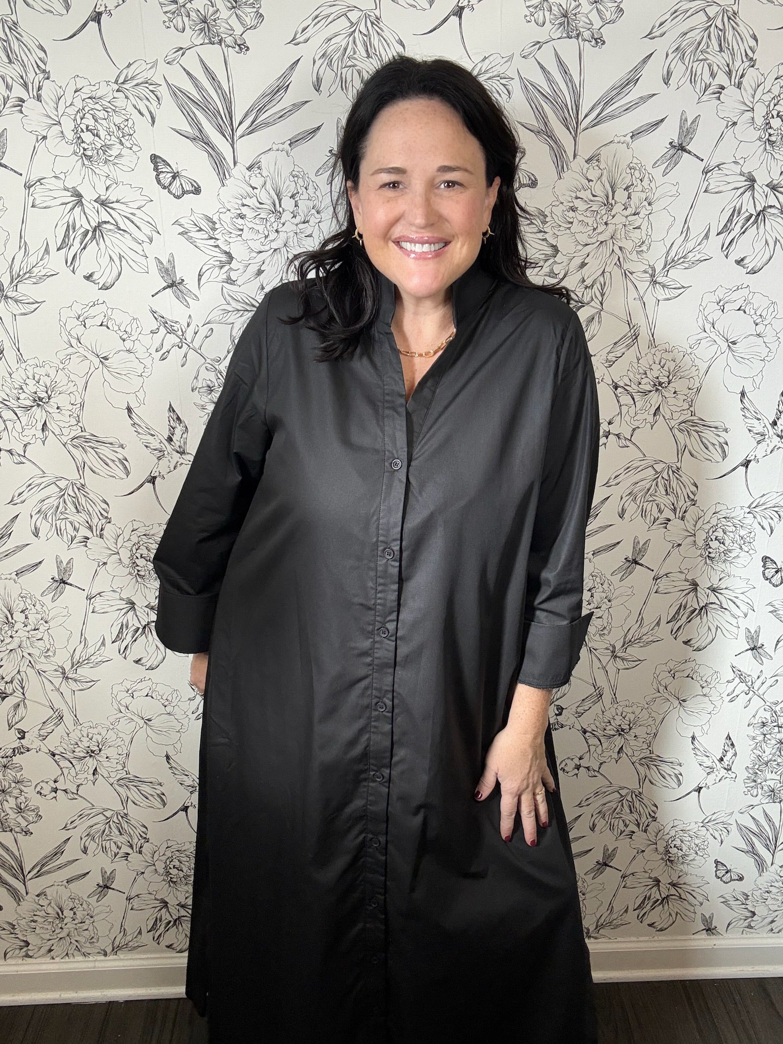 Black poplin Shirt Dress ENTRO