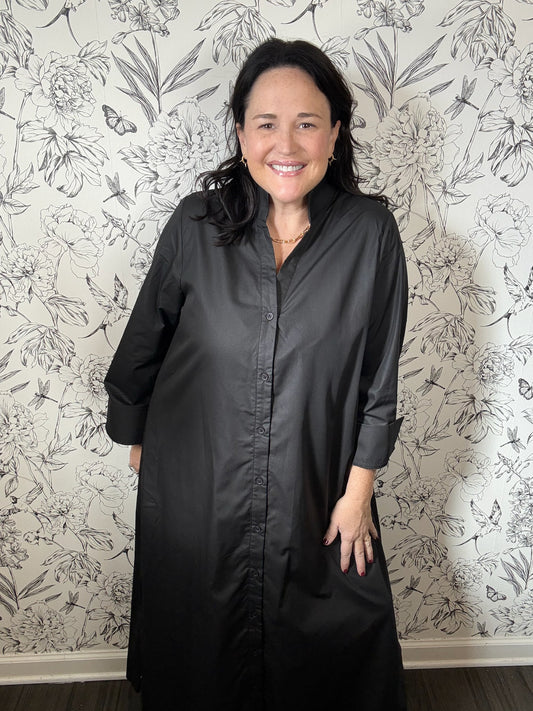 Black poplin Shirt Dress ENTRO