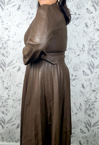 Maxine Chocolate Vegan Leather Dress
