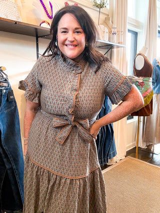 Lena Jacquard Ruffle Dress