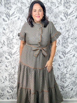Lena Jacquard Ruffle Dress
