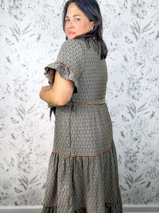 Lena Jacquard Ruffle Dress