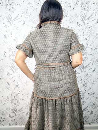 Lena Jacquard Ruffle Dress