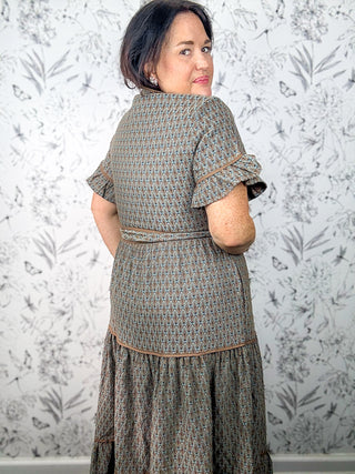 Lena Jacquard Ruffle Dress