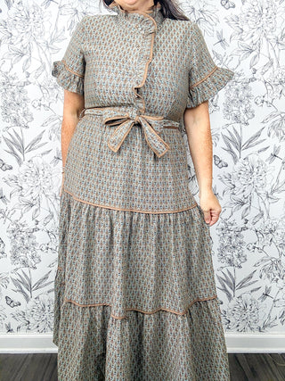 Lena Jacquard Ruffle Dress