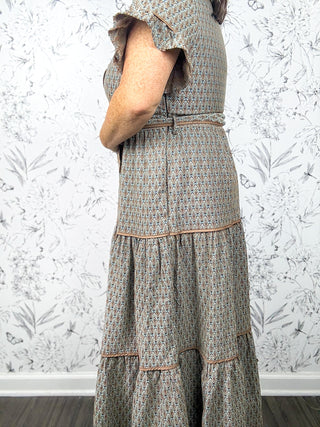 Lena Jacquard Ruffle Dress