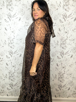 Wild Card Chiffon Leopard Midi Dress