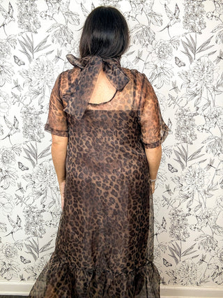 Wild Card Chiffon Leopard Midi Dress