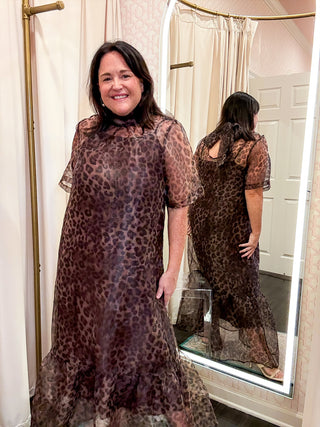 Wild Card Chiffon Leopard Midi Dress