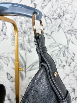 Aura Leather Hobo Horn Handle | Black