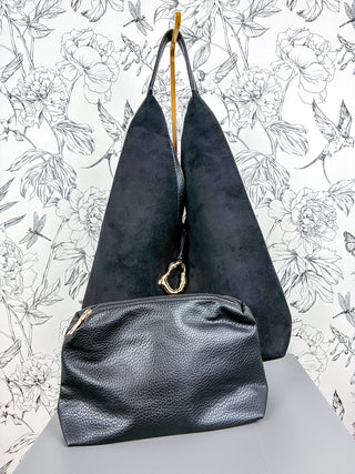 Noma Reversible Suede/Leather Tote | Black