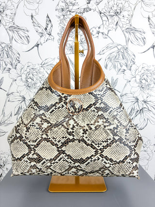 Ines Reversible Handbag | Tan & Snake
