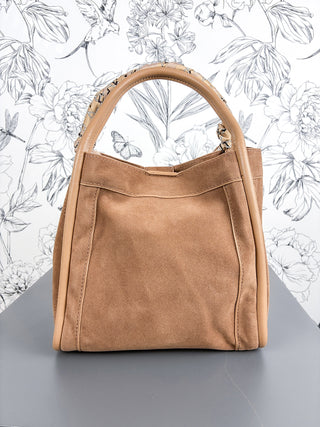 Gianna Faux Suede Satchel | Tan