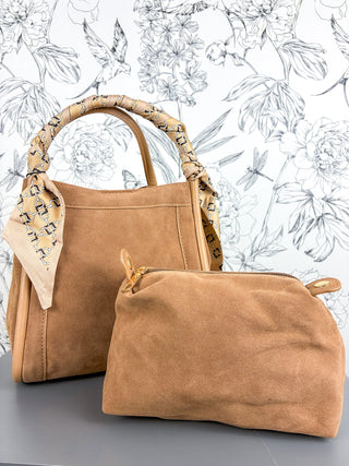 Gianna Faux Suede Satchel | Tan